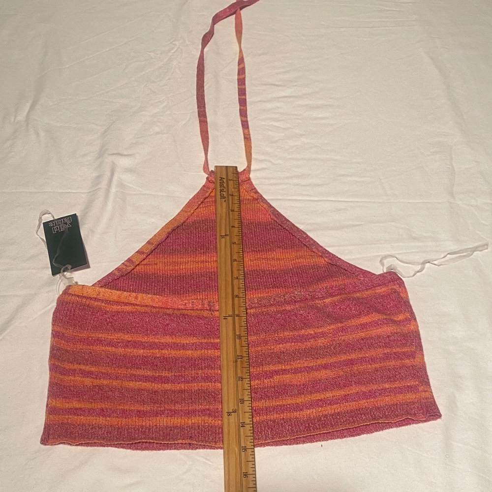 Wild Fable Pink and Orange Striped Crop Top - Picture 7 of 7
